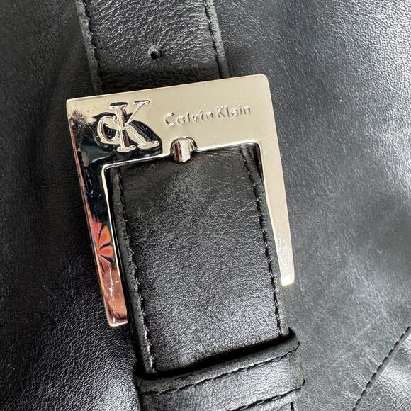 Calvin Klein Black Leather Messenger Work Shoulder Bag-Unisex - Picture 6 of 13